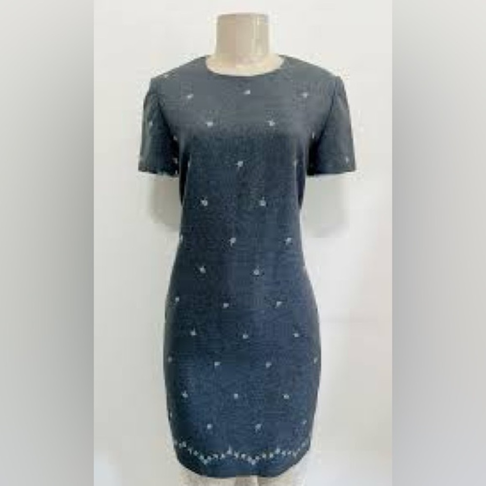 Vintage Talbots Gray dress with mini Blue Flowers size 8